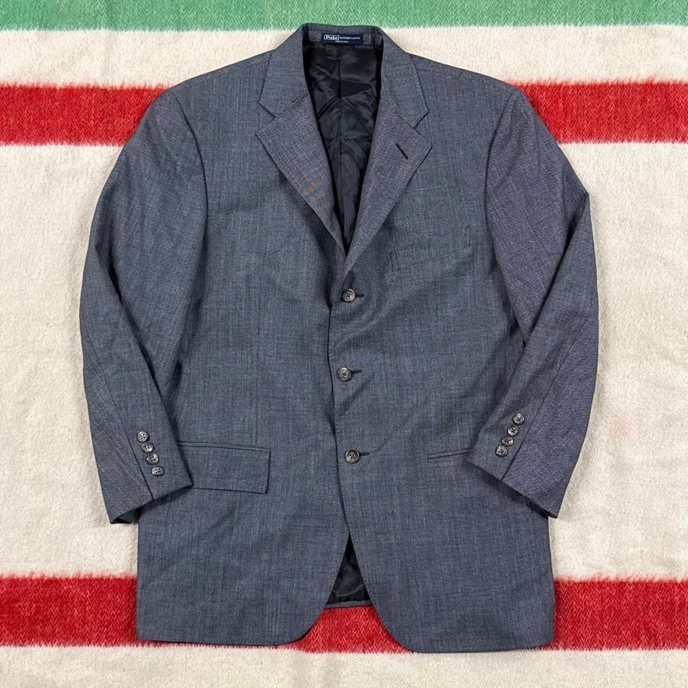 Polo Ralph Lauren Grey Wool 3 Button Blazer Sport Coat Jacket Italy 42R